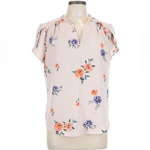 41 Hawthorn Blush Pink Floral V-Neck Flutter Sleeve Top